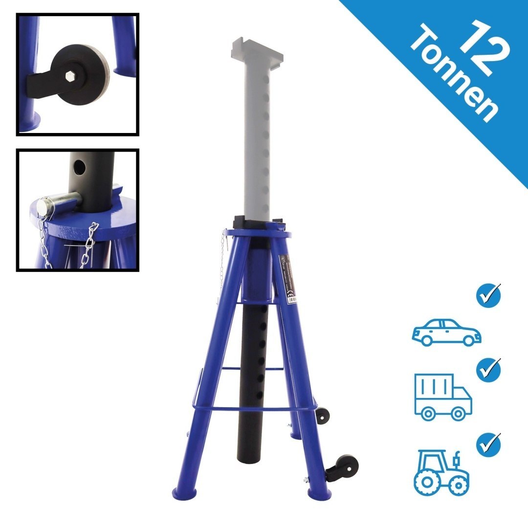 Nastavitelný podpěrný stojan 12T pro automobily a stroje 74-122 cm ocelový M19677